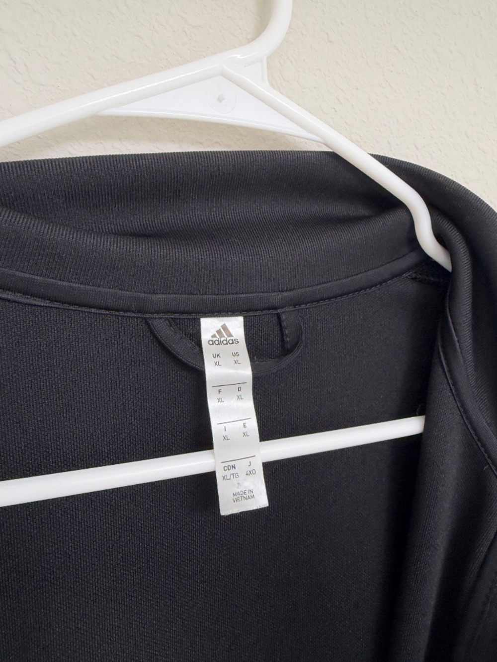 Adidas Men's XL Black White 3 Stripe Climalite Full Zip Track Jacket - Picture 7 of 8